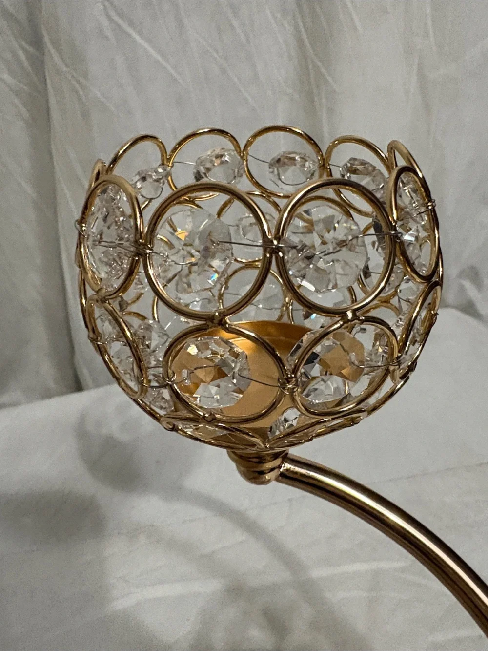 Rose Gold Crystal Tealight Candle Holder